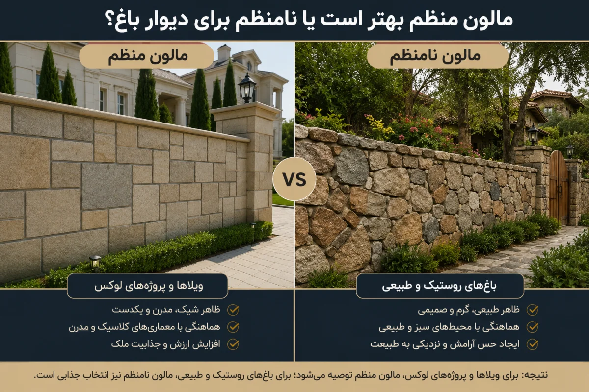 تفاوت سنگ مالون با سنگ لاشه و مقایسه کاربرد و ویژگیهای آنها در دیوارچینی و محوطهسازی